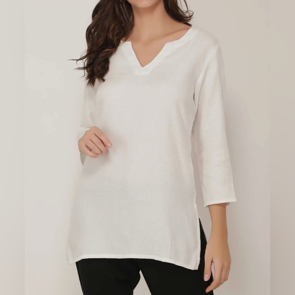 Ayka Tunic woven cotton V-Neck Women's Top